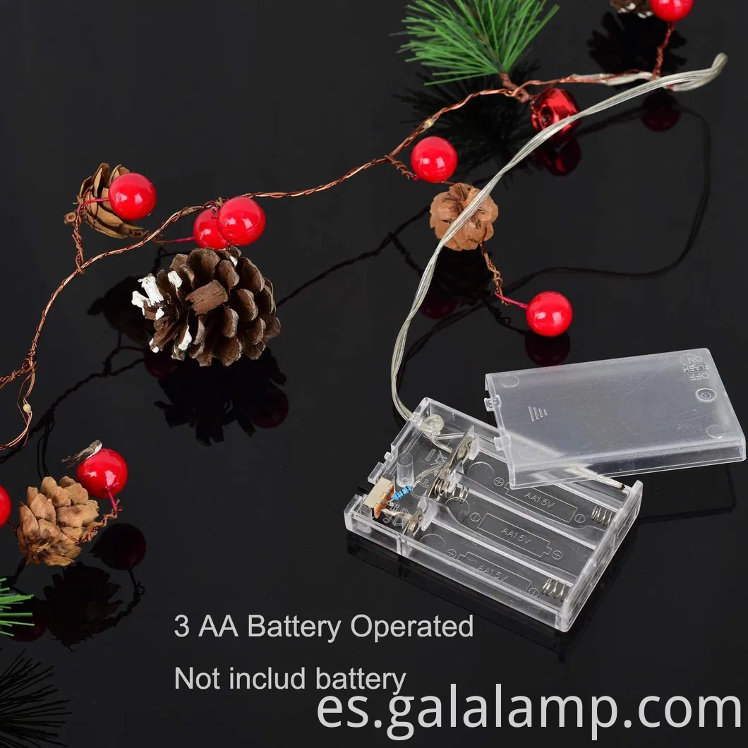 Encantadoras luces de hadas LED de pino cono para decoración navideña